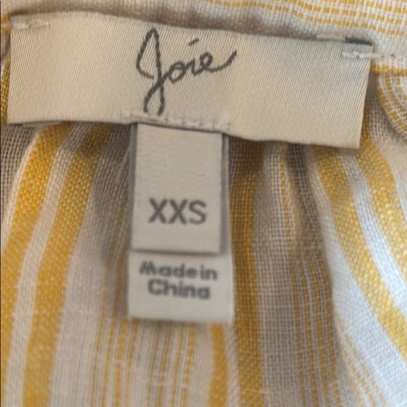 Joie Beatrissa Linen Cornsilk Yellow Stripe Balloon Sleeve Shirt Dress Size XXS - Picture 10 of 14